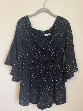 Socialite Black Romper with White Dot Motif